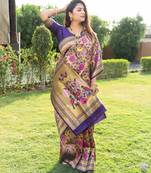 BLUE BANARASI SILK SAREE WITH WEAVING WORK 