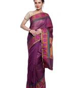 Ptiepl Banarasi Silk Works Women'S Purple Art Silk Banarasi Saree With Blouse Piece
