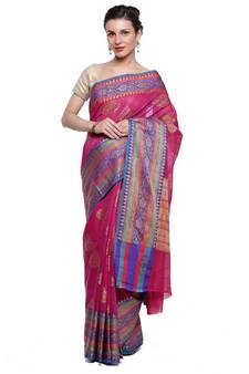 Ptiepl Banarasi Silk Works Women'S Purple Art Silk Banarasi Saree With Blouse Piece