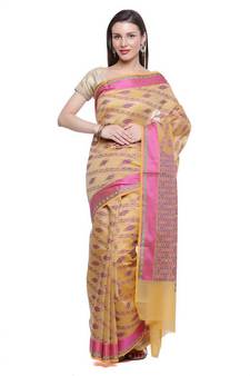 Ptiepl Banarasi Silk Works Women'S Beige Art Silk Banarasi Saree With Blouse Piece