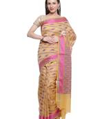 Ptiepl Banarasi Silk Works Women'S Beige Art Silk Banarasi Saree With Blouse Piece