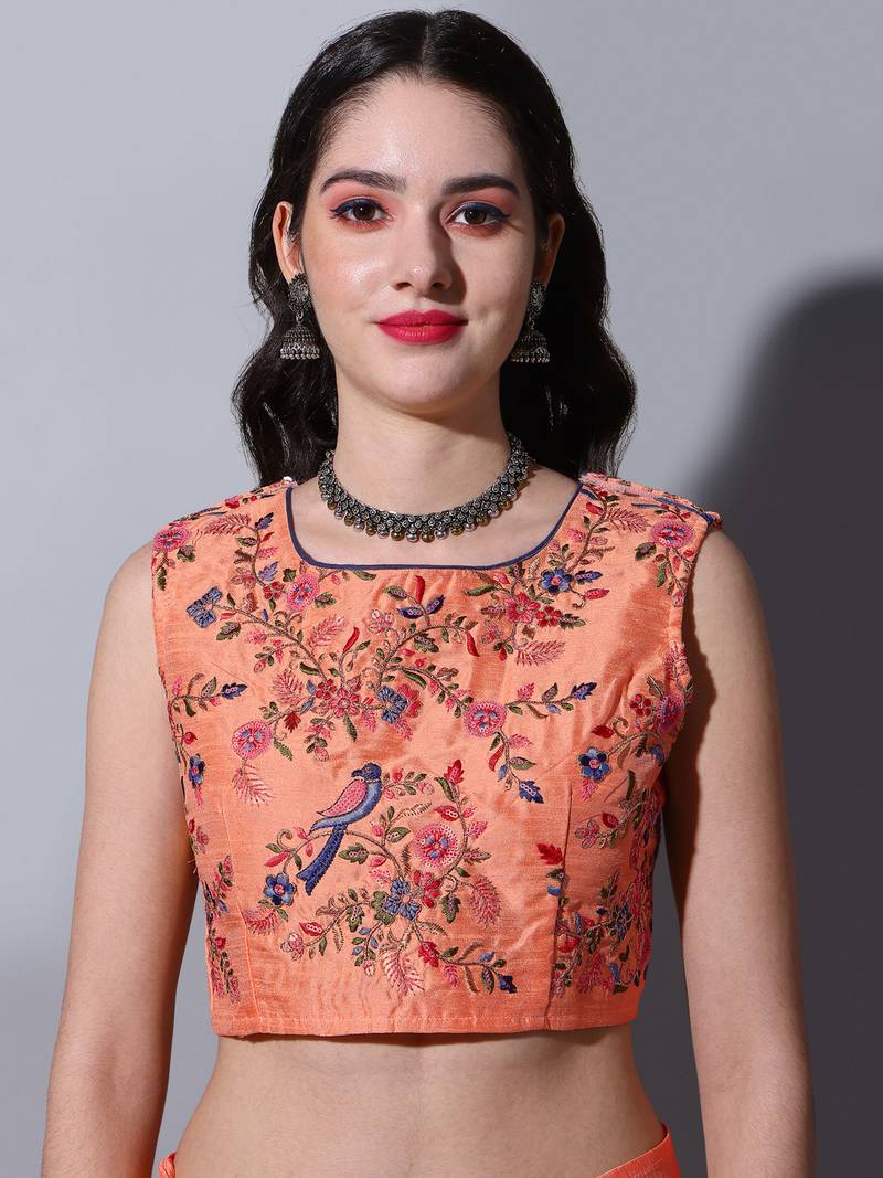 Orange Colour Beautiful Chinnon Fabric Half Half Saree WITH UN-STITCHED BLOUSE