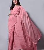 Peach Cream Colour Beautiful Chinnon Fabric Half Half Saree WITH UN-STITCHED BLOUSE