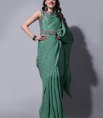 Rama Cream Colour Beautiful Chinnon Fabric Half Half Saree WITH UN-STITCHED BLOUSE