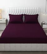 Roman Glace Cotton Satin Striped/Lining, Solid Plain Color, Bedsheet with Two Pillow Covers