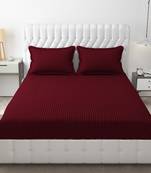 Roman Cotton Satin Striped Plain Color Double Size Bedsheet for Double Bed with Two Pillow Covers