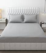 Roman Premium Cotton Satin Stripes/Lining Plain Bedsheet for Double Bed 250TC Bedsheet with Two Pillow Covers