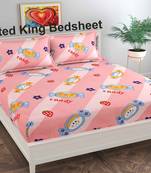 Fitted Bedsheet Size King All Round Elastic with 2 Pillow Covers - Fit Upto 8 Inches Mattress