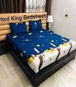 Fitted Bedsheet Size King All Round Elastic with 2 Pillow Covers - Fit Upto 8 Inches Mattress