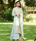 Powder Blue Sharara Suit with Dori Embroidery