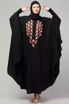 Nazneen Smoking Sleeve Resham Embroidery Irani Kaftan/ Burqa /Naqab