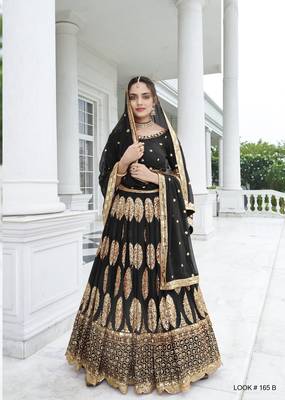 Black Color Party Wear Georgette Lehenga Choli With sequin Work 1