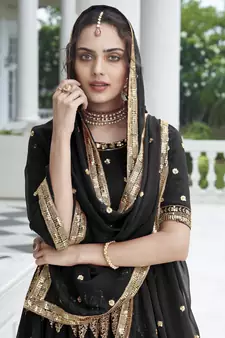 Black Color Party Wear Georgette Lehenga Choli With sequin Work