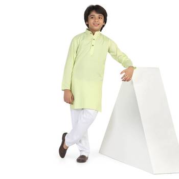 Green plain cotton boys-kurta-pyjama 1