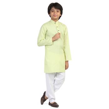 Green plain cotton boys-kurta-pyjama 2