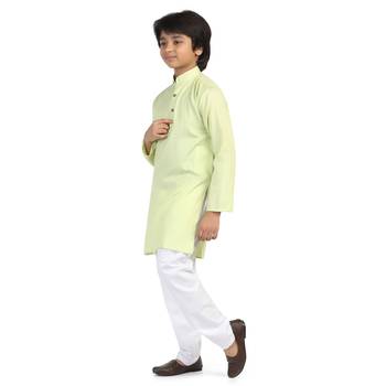 Green plain cotton boys-kurta-pyjama 3