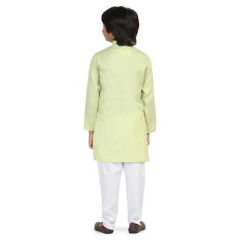 Green plain cotton boys-kurta-pyjama 4