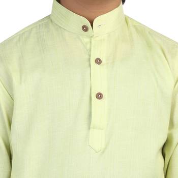 Green plain cotton boys-kurta-pyjama 5