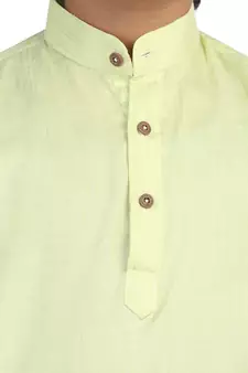 Green plain cotton boys-kurta-pyjama