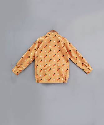 Orange Carrot Print Bomber Jacket 2