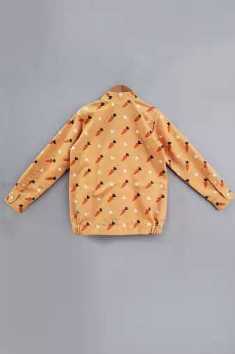 Orange Carrot Print Bomber Jacket