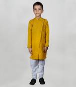 Mustard Goggles Embroidery And Pintux Kurta Set