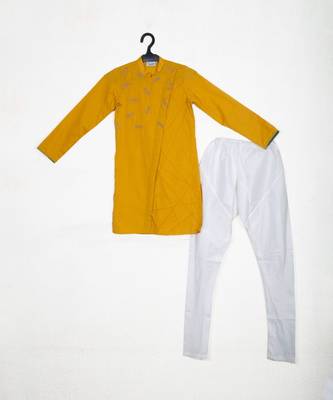 Mustard Goggles Embroidery And Pintux Kurta Set 3