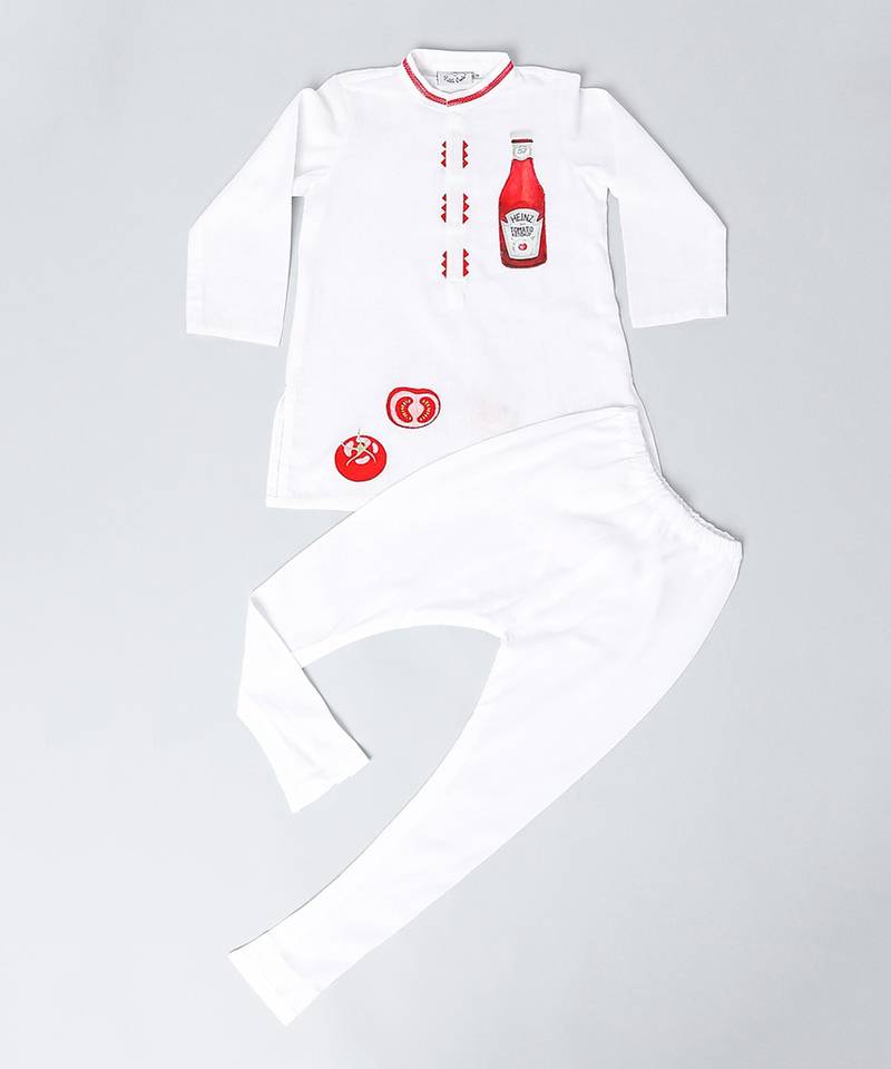 White  Ketchup Embroidered Kurta Set