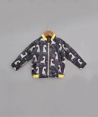 Black Giraffe Print Bomber Jacket Unisex 1