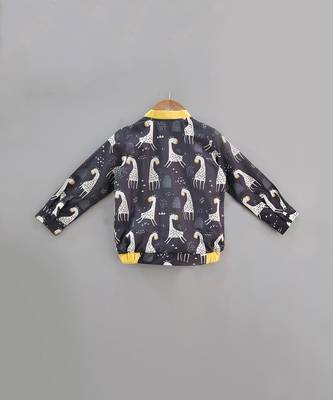 Black Giraffe Print Bomber Jacket Unisex 2