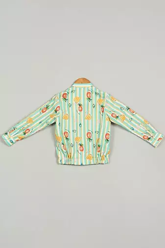 Multicolor Fruit Print Bomber Jacket Unisex