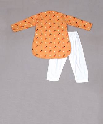 Orange Carrot Print Kurta With Salwar Set 2