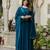 Dark Blue Santoon Anarkali Dress 3 pieces Salwar Kameez set