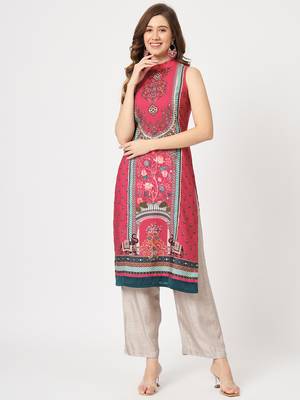 Multicolor printed viscose rayon ethnic-kurtis 1