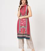 Multicolor printed viscose rayon ethnic-kurtis