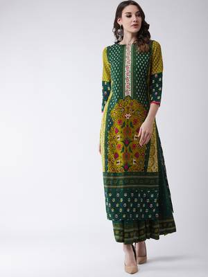 Green printed rayon ethnic-kurtis 1