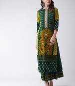 Green printed rayon ethnic-kurtis