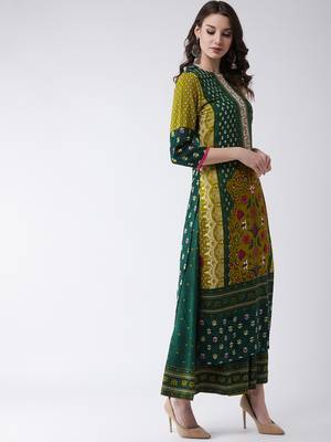 Green printed rayon ethnic-kurtis 2