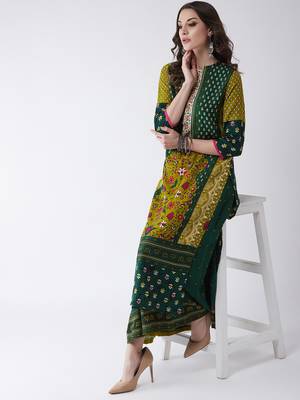 Green printed rayon ethnic-kurtis 5