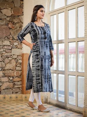 Black Tie Dye Printed Cotton Kurta 6