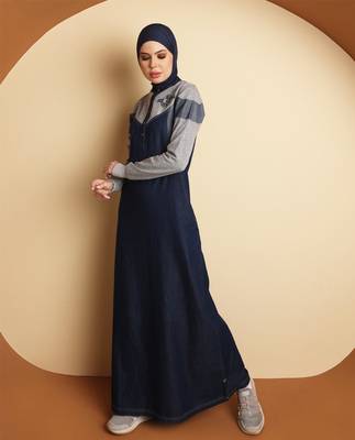 Dressy Denim Full Front Opening Jilbab | Silk Route | Length 56 1