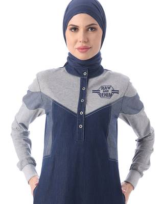 Dressy Denim Full Front Opening Jilbab | Silk Route | Length 56 3