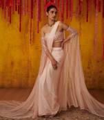 Light Pink Draped Saree Set