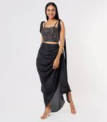 Black dhoti with tie up blouse