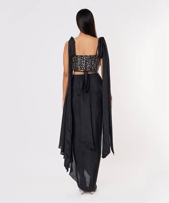 Black dhoti with tie up blouse 2