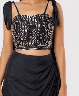 Black dhoti with tie up blouse 3
