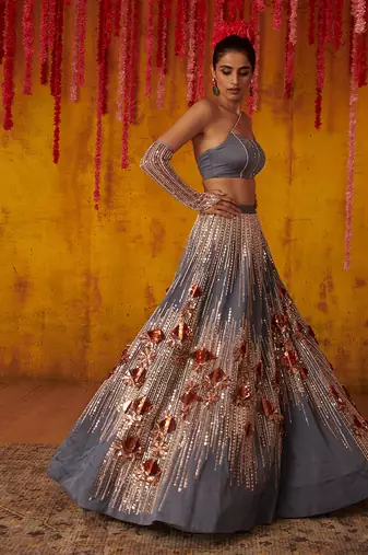 Grey LEHENGA SET
