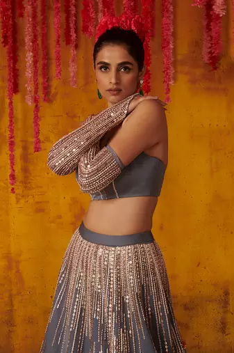 Grey LEHENGA SET