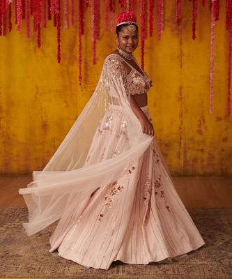 Crystal Pink Embroidered Lehenga Set 2