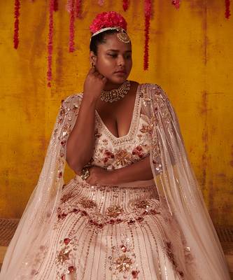 Crystal Pink Embroidered Lehenga Set 3
